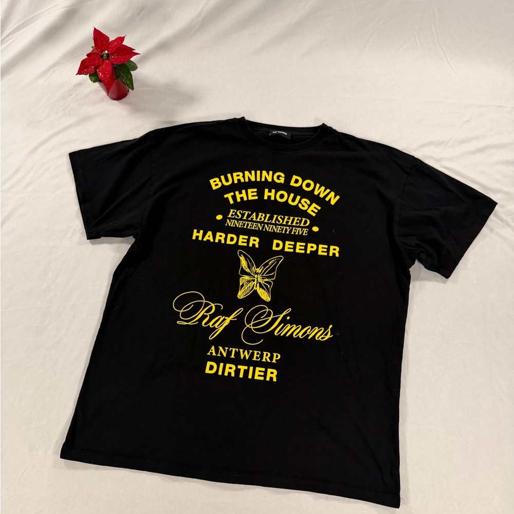 Raf Simons “Burning Down The House” Harder Deeper Antwerp Graphic T Shirt Size S
